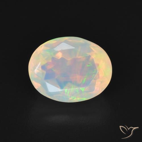 1.29ct 天然 彩色 蛋白石, 椭圆形, 透明