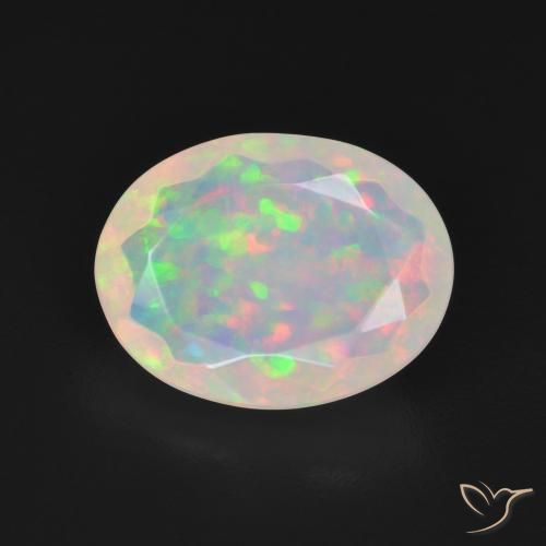2.96ct 天然 多色白 蛋白石, 椭圆形, 透明