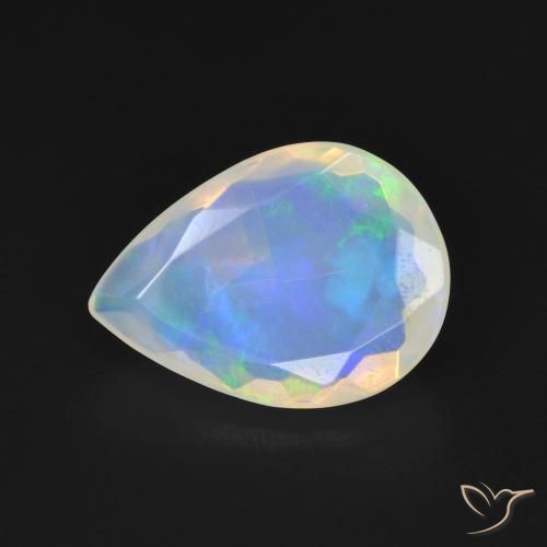 1.93ct 天然 蓝白色 蛋白石, 梨形, 透明