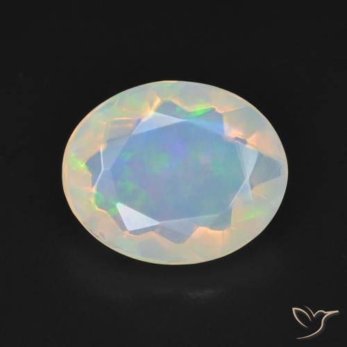 2.42ct 天然 多色白 蛋白石, 椭圆形, 透明