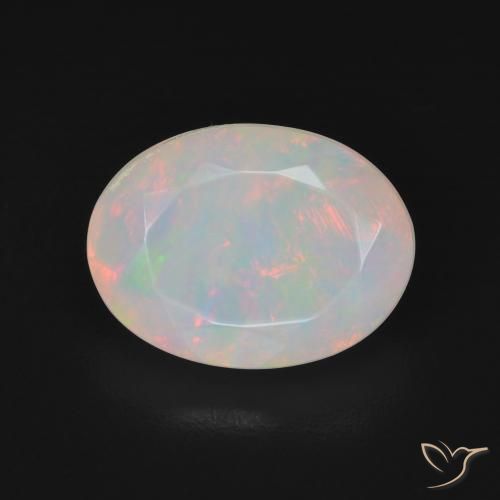 2.96ct 天然 多色白 蛋白石, 椭圆形, 半透明