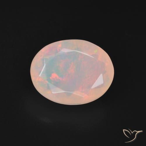 1.92ct 天然 多色白 蛋白石, 椭圆形, 半透明