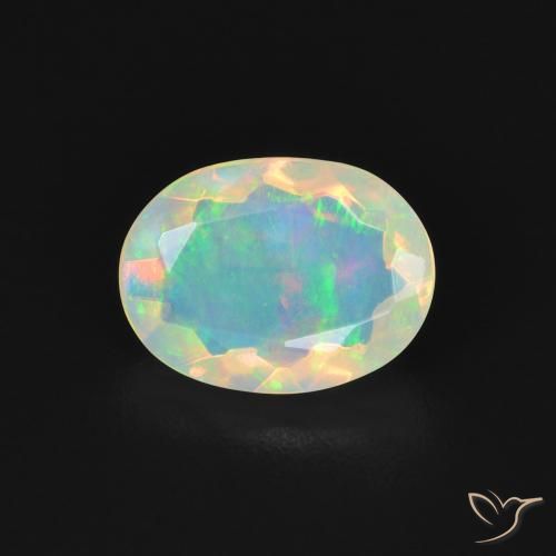 0.99ct 天然 彩色 蛋白石, 椭圆形, 透明