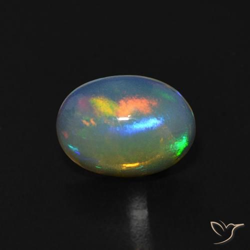 0.72ct 天然 蓝白色 蛋白石, 椭圆形, 透明