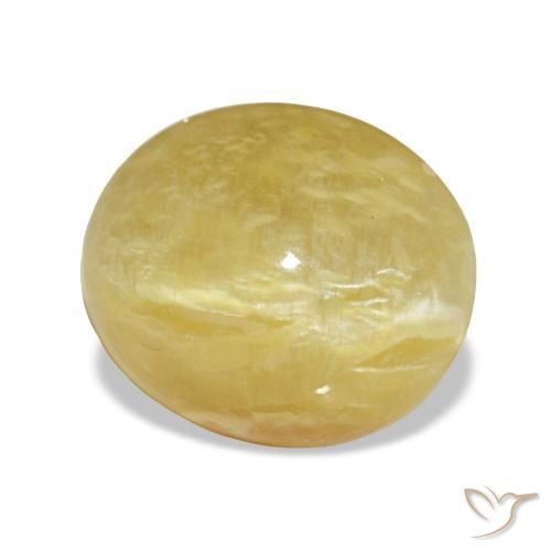 3.37克拉天然黄色欧泊，椭圆形切割，10.6×9.1毫米，不透明