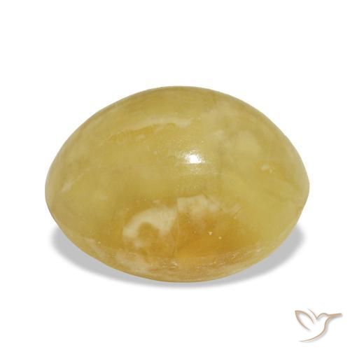 3.37克拉天然黄色欧泊，椭圆形切割，10.6×9.1毫米，不透明