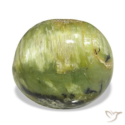 5.75克拉天然绿色欧泊，椭圆形切割，13.7×12.5毫米，不透明