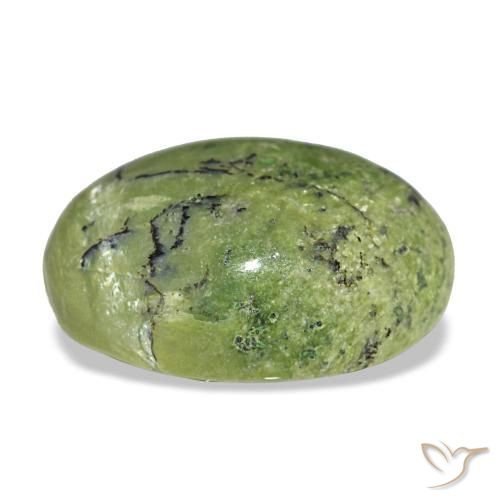 5.72克拉天然绿色欧泊，椭圆形切割，15.1×11.3毫米，不透明