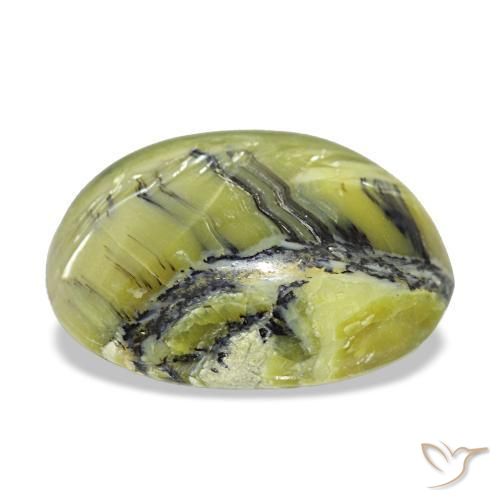 6.94克拉天然绿色欧泊，椭圆形切割，14.8×12.1毫米，不透明