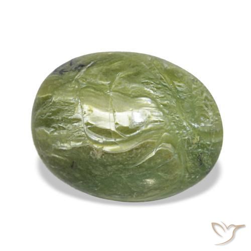 1.90克拉天然绿色欧泊，椭圆形切割，10.3×8毫米，不透明