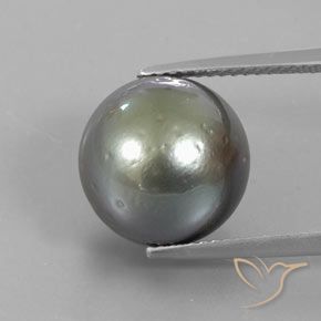 12.95ct 天然 中深灰色 珍珠, 球形, 不透明