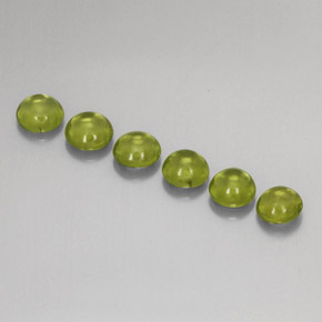 天然绿色橄榄石，圆形切割，4.76毫米，透明