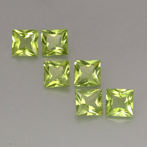 天然绿色橄榄石，方形，5.1×5毫米，VS