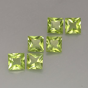天然绿色橄榄石，方形，5.1×5毫米，VS