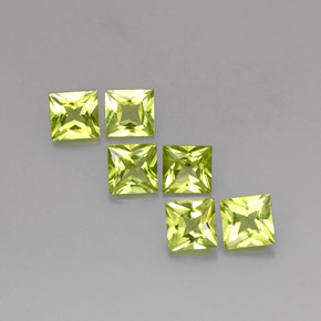 天然绿色橄榄石，方形，5.2×5.1毫米，VS