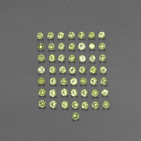天然绿色橄榄石，圆形切割，2.01毫米，VVS-VS