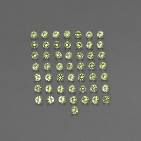 天然绿色橄榄石，圆形切割，2.01毫米，VVS-VS