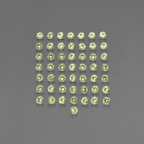 天然绿色橄榄石，圆形切割，2.01毫米，VVS-VS