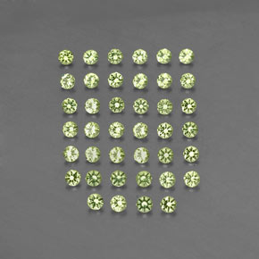 天然绿色橄榄石，圆形切割，2.01毫米，VVS-VS