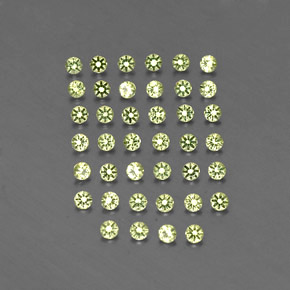 天然绿色橄榄石，圆形切割，2.00毫米，VVS-VS