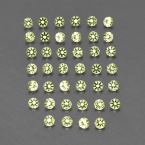 天然绿色橄榄石，圆形切割，2.00毫米，VVS-VS