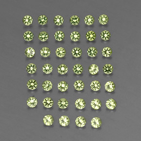 天然绿色橄榄石，圆形切割，2.02毫米，VVS-VS
