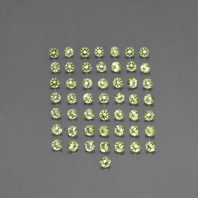 天然绿色橄榄石，圆形切割，2.00毫米，VVS-VS