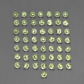 天然绿色橄榄石，圆形切割，2.00毫米，VVS-VS