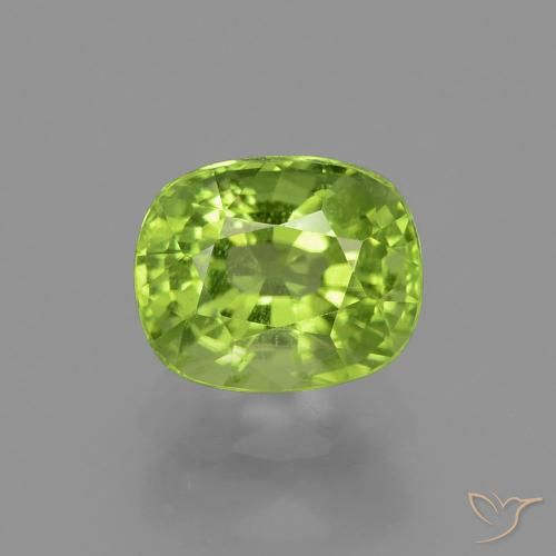 2.18ct 天然 黄绿色 橄榄石, 软垫, VS