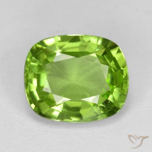 2.13ct 天然 黄绿色 橄榄石, 软垫, VS