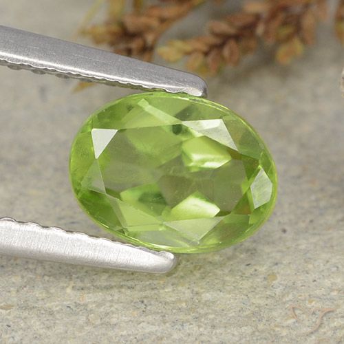 1.24ct 天然 中绿色 橄榄石, 椭圆形, VS