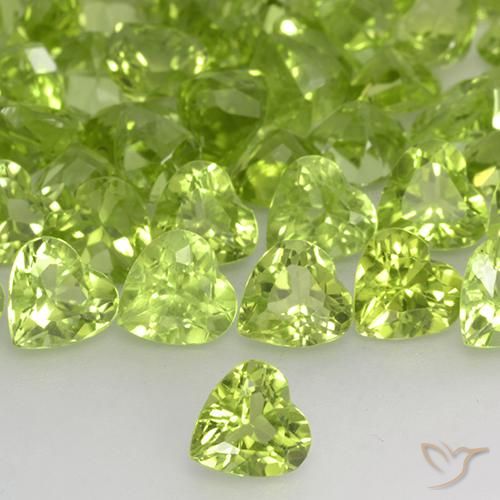 0.48ct 天然 黄绿色 橄榄石, 心形, VVS-VS