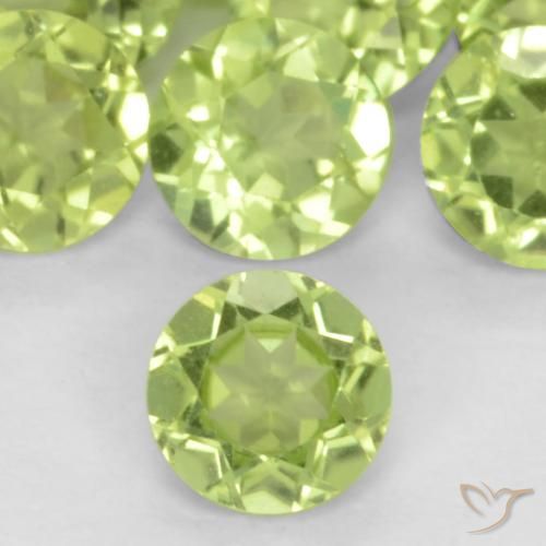 0.18ct 天然 浅活泼的绿色 橄榄石, 圆形的, VS