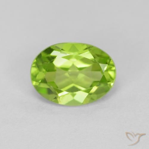 1.44ct 天然 充满活力的绿色 橄榄石, 椭圆形, VVS-VS