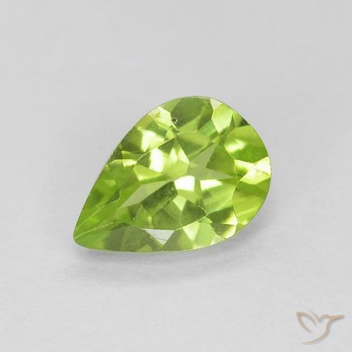 0.82ct 天然 充满活力的绿色 橄榄石, 梨形, VVS-VS