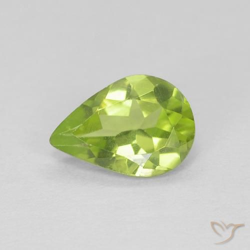 0.65ct 天然 充满活力的绿色 橄榄石, 梨形, VVS-VS