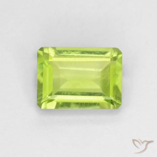 0.88ct 天然 亮绿色 橄榄石, 祖母绿式切割, VVS-VS