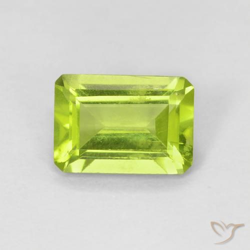 0.89ct 天然 亮绿色 橄榄石, 祖母绿式切割, VS