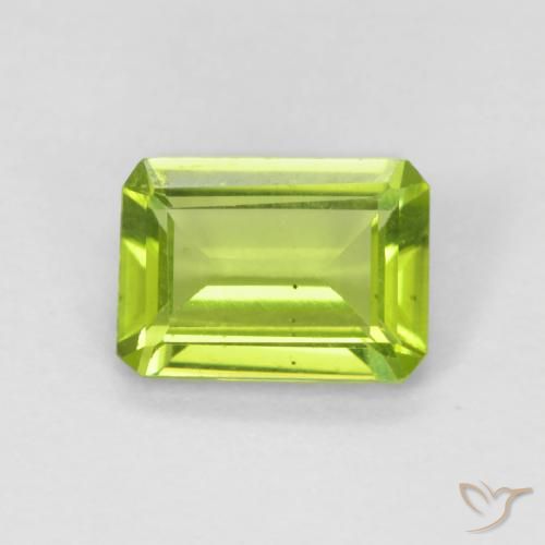 0.99ct 天然 亮绿色 橄榄石, 祖母绿式切割, VS