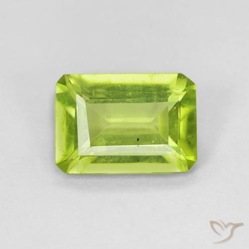 0.90ct 天然 活泼的黄绿色 橄榄石, 祖母绿式切割, VS-SI