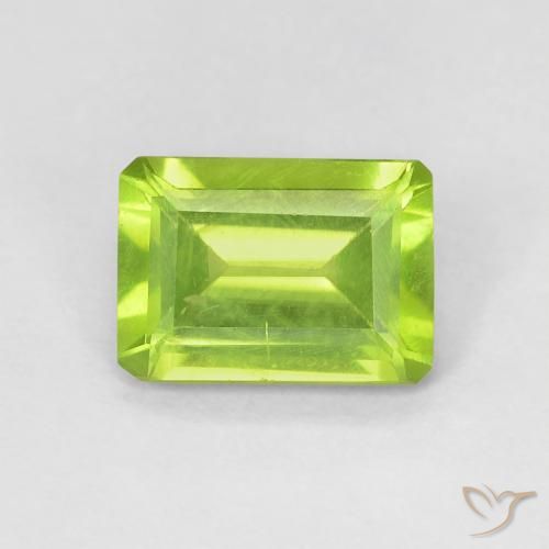 1.03ct 天然 亮绿色 橄榄石, 祖母绿式切割, VS-SI