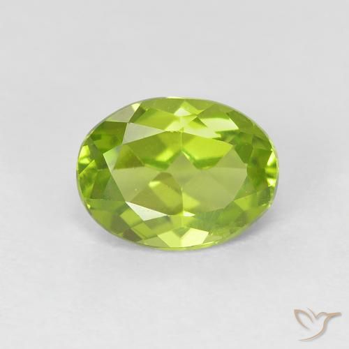 1.10ct 天然 亮绿色 橄榄石, 椭圆形, VVS-VS