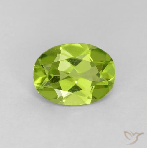 0.97ct 天然 充满活力的绿色 橄榄石, 椭圆形, VVS-VS