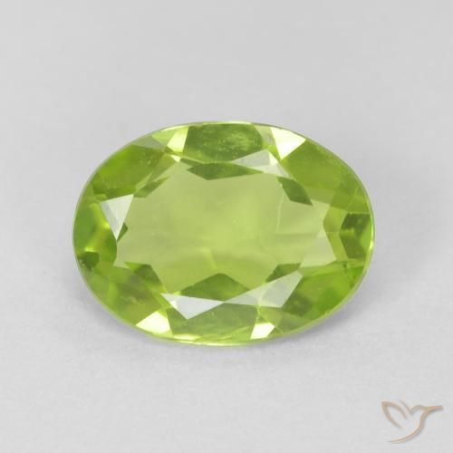 1.09ct 天然 亮绿色 橄榄石, 椭圆形, VVS-VS