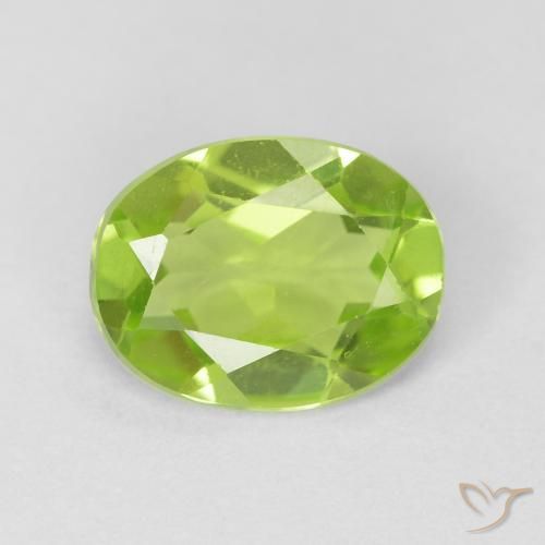 1.09ct 天然 亮绿色 橄榄石, 椭圆形, VVS-VS