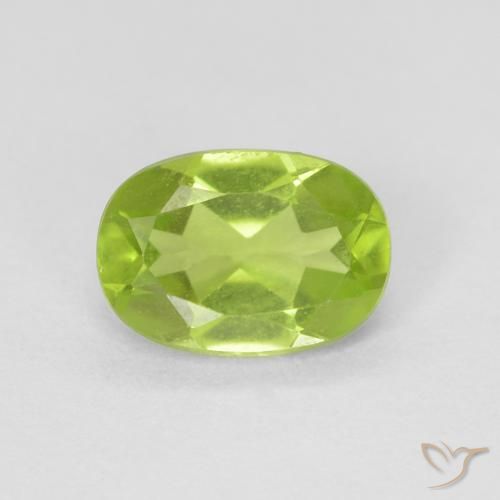 0.86ct 天然 亮绿色 橄榄石, 椭圆形, VVS-VS