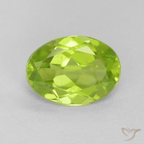 1.13ct 天然 亮绿色 橄榄石, 椭圆形, VS
