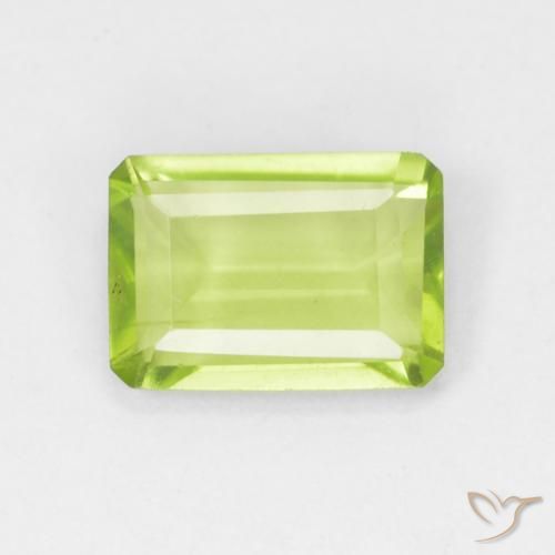 0.87ct 天然 亮绿色 橄榄石, 祖母绿式切割, VS