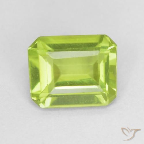 0.78ct 天然 亮绿色 橄榄石, 祖母绿式切割, VVS