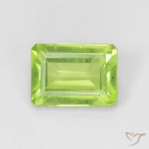1.09ct 天然 亮绿色 橄榄石, 祖母绿式切割, VS